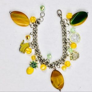 Women’s Chunky Charm Bracelet with Natural Stone